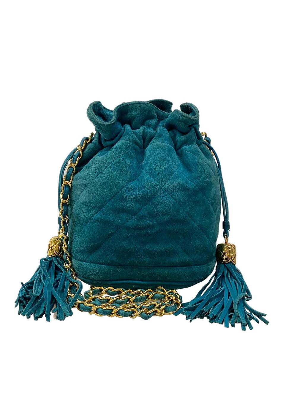 Chanel Matelasse Green Suede Shoulder #306288C10B